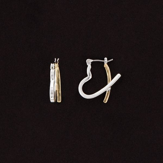 Julia Harper Two-Tone Gold and Silver Double Heart Earrings