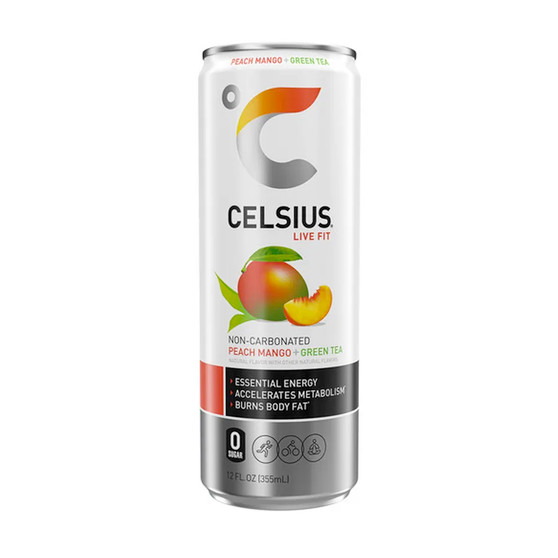 Celsius - Peach Mango Green Tea - 12oz Can