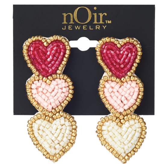 Beaded Heart Shape Earrings