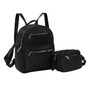 2-Piece Nylon Backpack With Crossbody - Black