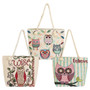 Owl Tote Bag with Rope Handles