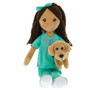 Plush Nurse Doll with Puppy - Dark Skin