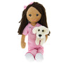 Plush Nurse Doll with Puppy - Dark Skin