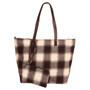 Weekend Tote Bag & Pouch Set - Black & White Buffalo Plaid