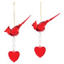 Cardinal With Heart Dangle Ornament