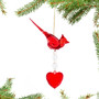 Cardinal With Heart Dangle Ornament