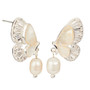 Amanda Blu Fancy CZ Pearl MOP Bufferfly Earrings, Silver