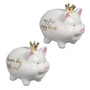 Ceramic Piggy Bank With Gold Crown