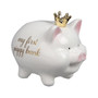 Ceramic Piggy Bank With Gold Crown