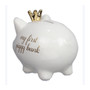 Ceramic Piggy Bank With Gold Crown