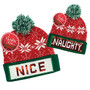 Naughty and Nice Santa Sequin Pom Hat