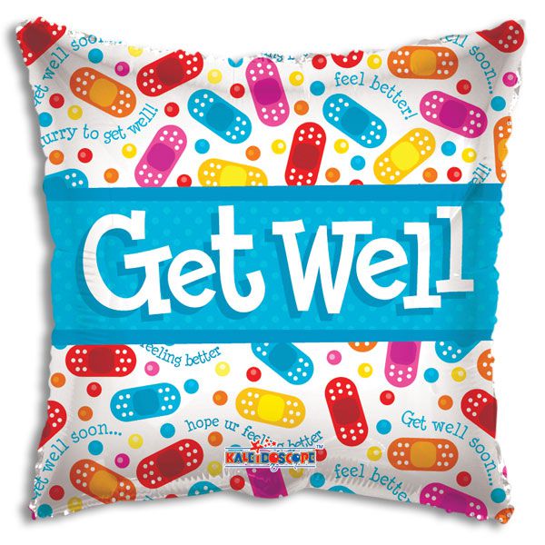 Get Well Bandaids Square Mylar Balloon | Cloverkey Hospital Gift Shops