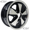 ACC-C10-6648 - 911 STYLE 5 SPOKE ALUMINUM WHEEL - BLACK WITH POLISHED SPOKES - 5.5 INCH WIDE X 15 INCH DIA. - 5X130MM BOLT PATTERN (5 INCH BACKSPACE) - CENTER CAP AND HARDWARE SOLD SEPARATELY
