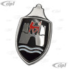 C24-113-853-621-BST - 113853621B - TOP QUALITY - WOLFSBURG HOOD BADGE WITH BASE - BEETLE 60-63 - SOLD EACH