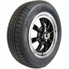 C32-E28B-SET-WT - SET OF 4 15X5.5 BLACK 8 SPOKE WHEELS (4X130MM - 4.6 IN. BACKSPACE) - WITH 2 X 185/65-HR15 AND 2 X 195/65-HR15 TIRES MOUNTED AND BALANCED - READY TO BOLT-ON - SOLD SET OF 4