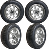 C32-E28S-SET-WT - SET OF 4 15X5.5 SILVER 8 SPOKE WHEELS (4X130MM - 4.6 IN. BACKSPACE) - WITH 2 X 185/65-HR15 AND 2 X 195/65-HR15 TIRES MOUNTED AND BALANCED - READY TO BOLT-ON - SOLD SET OF 4