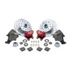 C13-22-6152-R - EMPI - DELUXE FRONT BALL-JOINT DISC BRAKE KIT WITH DROPPED SPINDLES - DOUBLE DRILLED PORSCHE/CHEV BOLT PATTERN WITH RED WILWOOD CALIPERS - W/BRGS - SEALS - HARDWARE INCLUDED - STANDARD BEETLE 66-77 - GHIA 66-74 - SOLD KIT