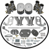 C13-47-7317 - EMPI DUAL 40MM HPMX CARBURETOR KIT WITH HEX BAR LINKAGE & CHROME TIN AIR CLEANERS - DUAL PORT ENGINE - WILL ONLY FIT 36HP STYLE FAN SHROUD (WILL NOT FIT WITH STOCK SHROUD) - SOLD KIT