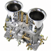 C13-47-7319 - EMPI DUAL 44MM HPMX CARBURETOR KIT WITH HEX BAR LINKAGE & CHROME TIN AIR CLEANERS - DUAL PORT ENGINE - WILL ONLY FIT 36HP STYLE FAN SHROUD (WILL NOT FIT WITH STOCK SHROUD) - SOLD KIT