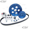 C15-80316B - SCAT SERPENTINE BELT SYSTEM KIT - ANODIZED BLUE WITH ETCHED TIMING MARKS - 1600CC BEETLE STYLE ENGINES - ALL BILLET ALUMINUM CONSTRUCTION