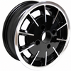C32-GBB - GAS-BURNER STYLE ALUMINUM WHEEL - BLACK WITH POLISHED RIBS - 5.5 INCH WIDE X 15 INCH DIA. - 4X130MM VW BOLT PATTERN (4 INCH BACKSPACE) - CENTER CAP AND  BALL-SEAT HARDWARE SOLD SEPARATELY - SOLD EACH