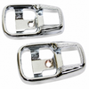 C33-S01476 - (113837239B - 113-837-239B) - GERMAN QUALITY FROM C&C U.K. - CHROME RELEASE HANDLE SURROUNDS - STANDARD BEETLE 67-77 / GHIA 65-70 / BUS 68, 74-79 / TYPE-3 62-73 (NOT FOR MODELS WITH LOCKS ABOVE RELEASE LEVER) - SOLD PAIR
