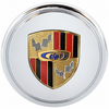 ACC-C10-6602-E - CIP1 CHROMED PLASTIC CENTER CAP WITH COLORED LOGO CREST FOR 911 STYLE AND GAS-BURNER WHEEL (FIT 70MM DIA. HOLE) - SOLD EACH