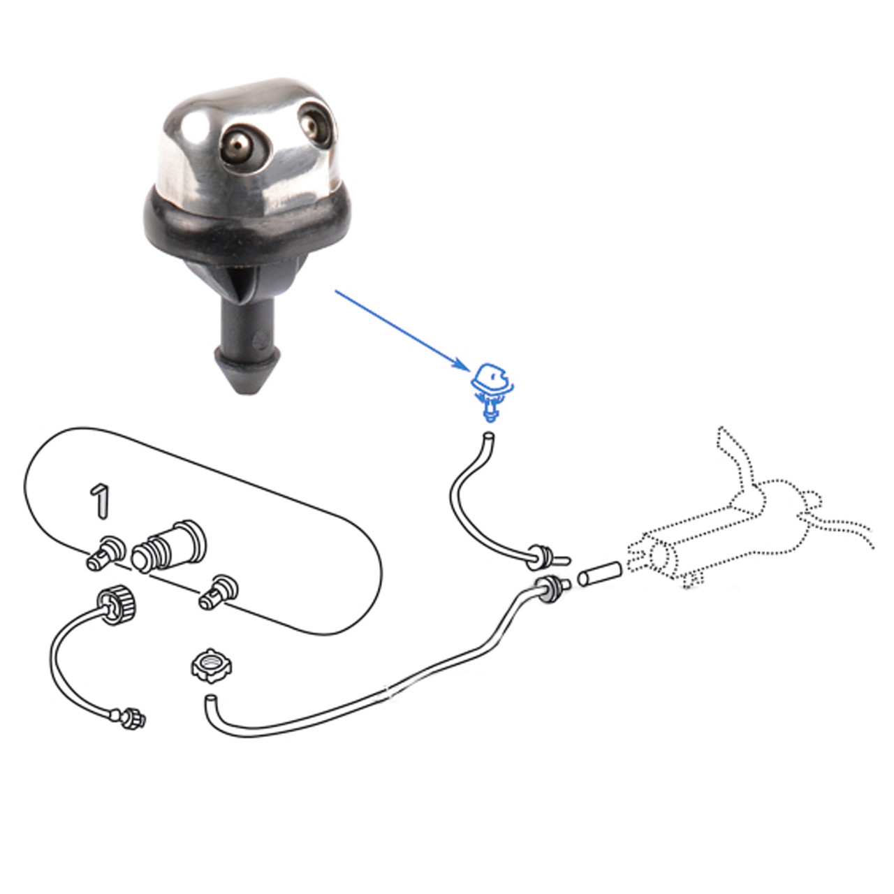 VWC-111-955-993-CHR - 111955993 - STAINLESS STEEL HEAD DUAL JET
