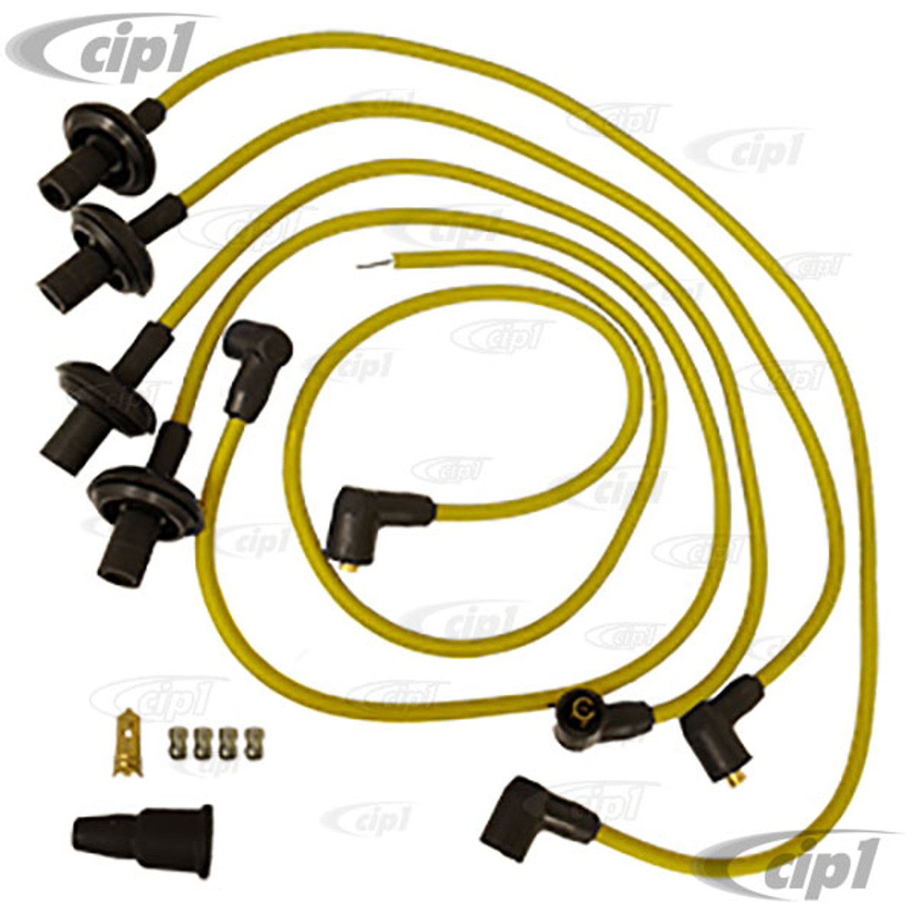 C13-9390 - SUPPRESSED IGNITION WIRE SET WITH 90 DEGREE CAP ENDS - BLUE -  ALL BEETLE/GHIA/BUS 52-71/TYPE-3 WITH 1600CC STYLE ENGINE (EXTRA LONG COIL