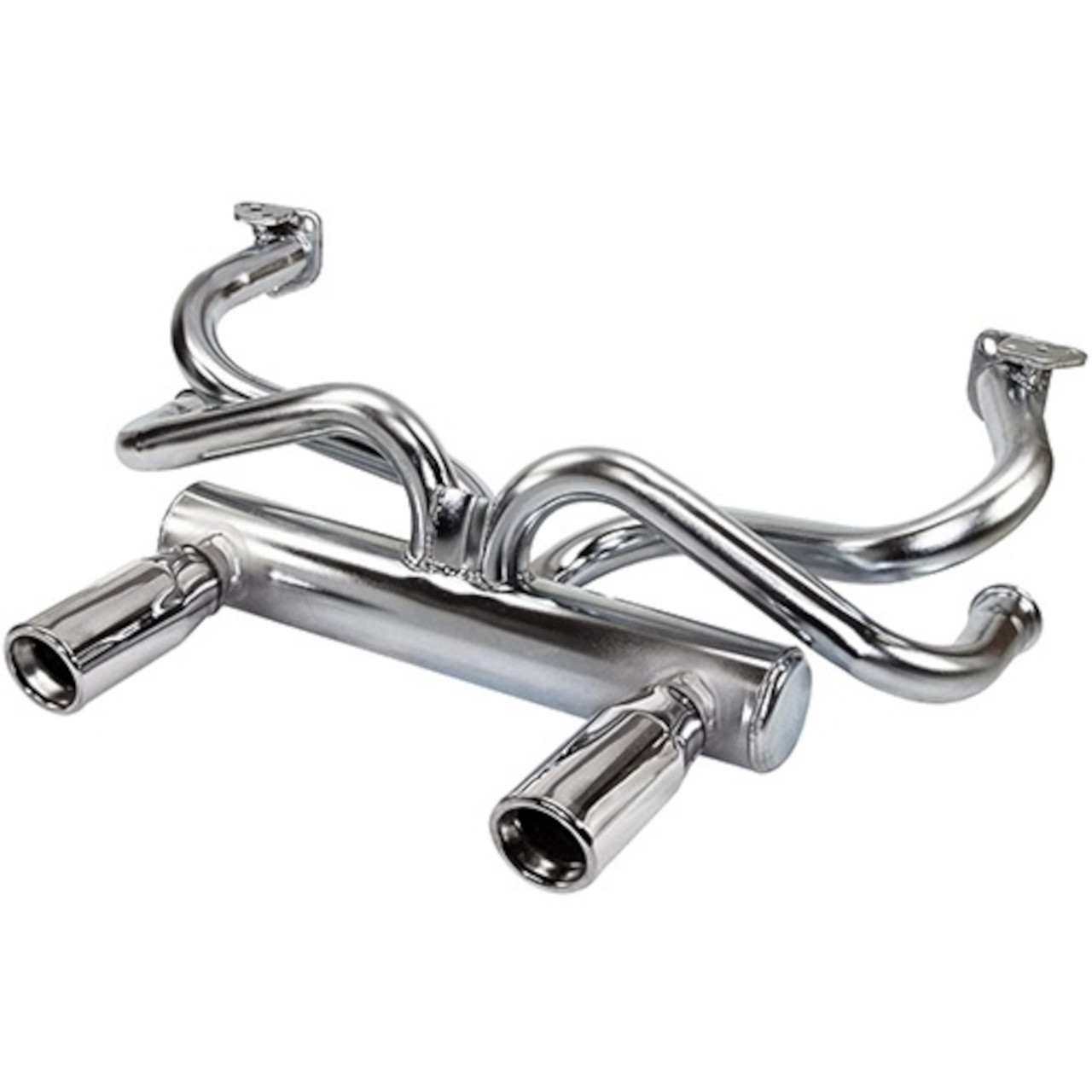 C26-251-420 - GT STYLE MUFFLER - LARGE 2 TIP GALVANIZED HEADER EXHAUST  SYSTEM WITH CHROME TIPS - 1300CC-1600CC - REF.# 3417 AC251420 ACC-35067 -  