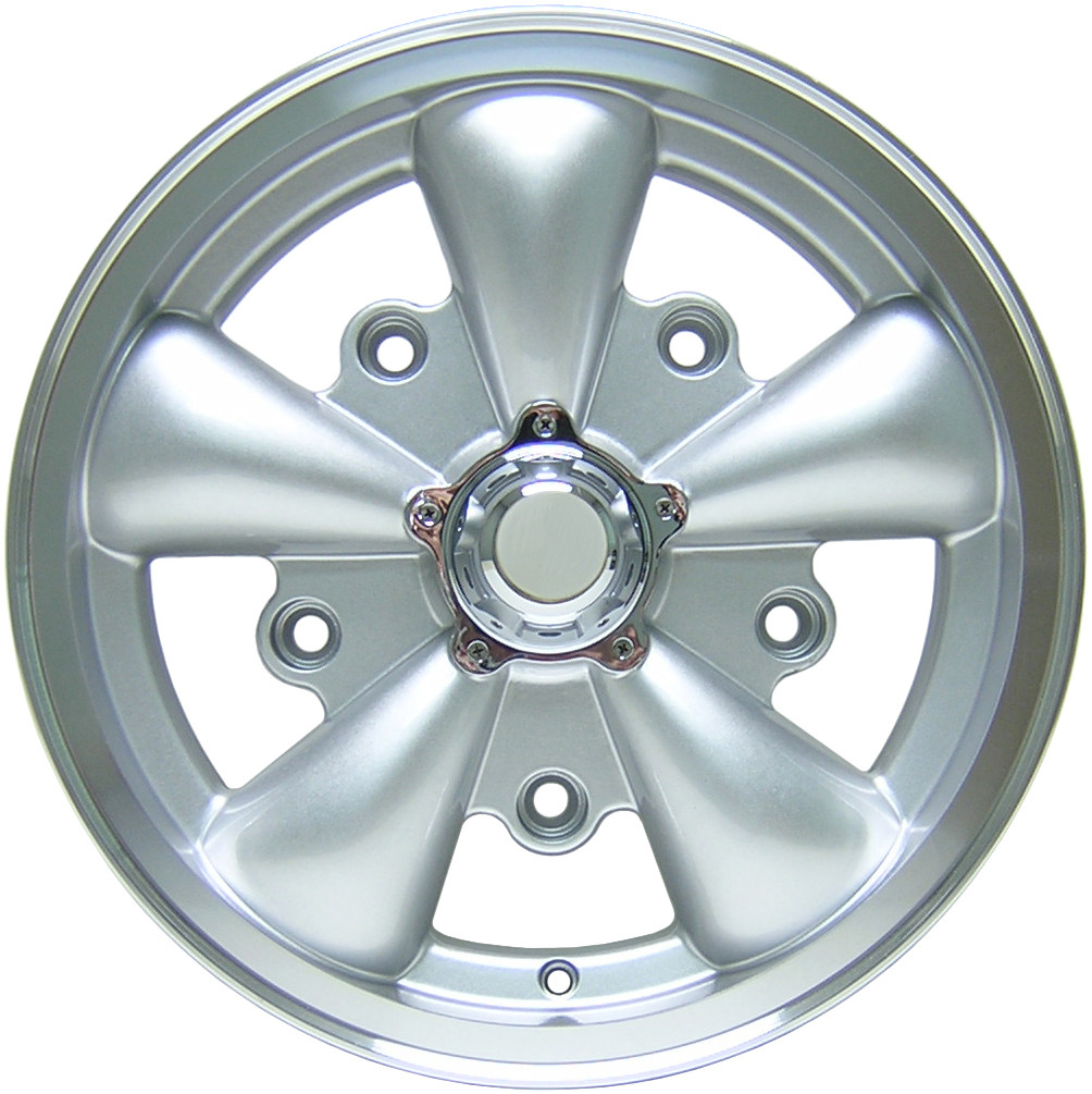 C32-E252S - SILVER 5 SPOKE ALUMINUM WHEEL - 5.5 INCH WIDE X 15
