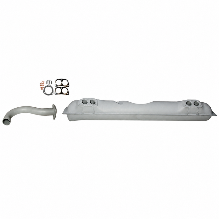VWC-071-251-053-EKT - 071251053E - EUROPE QUALITY BY DANSK / JOPEX - STOCK DESIGN MUFFLER WITH TAILPIPE - MOUNTING HARDWARE AND GASKETS INCLUDED - W/O EGR OR CAT CONVERTER - BUS 72-74 AND 1979 - VANAGON 80-83 (SEE NOTES) - VW TYPE-4 70-75 - SOLD KIT