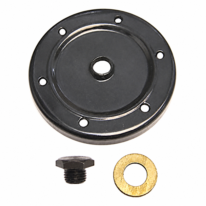 VWC-111-115-181-B - 111115181B - 25-36HP ENGINE OIL DRAIN PLATE WITH PLUG - 102MM O.D. - BEETLE 50-60 / GHIA 56-60 / BUS 50-60 - SOLD KIT