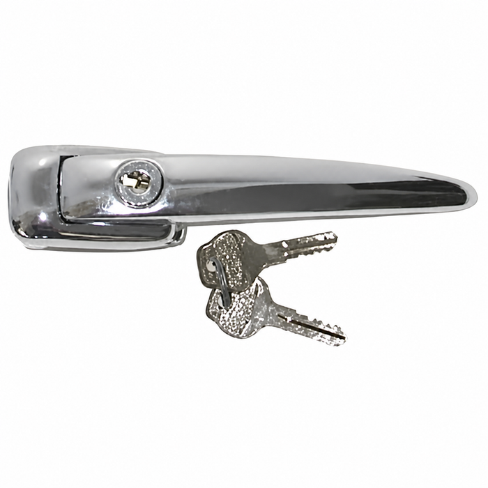 VWC-111-837-205-A - 113-837-205-A - 113837205A - GOOD REPRODUCTION - CHROME OUTER LOCKING DOOR HANDLE WITH KEYS - LEFT OR RIGHT - BEETLE 56-59 - SOLD
