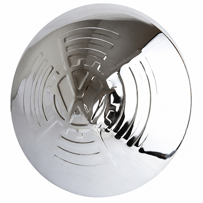 ACC-C10-6678-SSKDF - 111-601-151 - 111601151 - EXCELLENT QUALITY - POLISHED STAINLESS STEEL VINTAGE STYLE HUBCAP WITH KDF COGGED LARGE EMBLEM - 5 BOLT WHEEL - BEETLE/GHIA 56-65 - BUS 50-70 - TYPE-3 62-65 - THING 73-74 - SOLD EACH