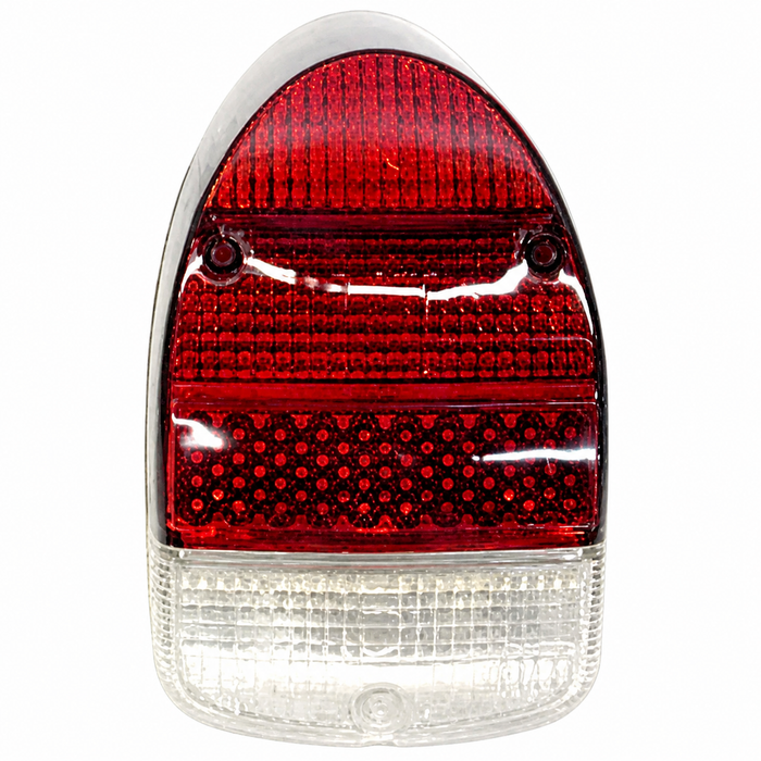 VWC-111-945-241-J - 111945241J - 98-1077-B - RED TAIL LIGHT LENS (USA STYLE) WITH CLEAR BOTTOM - FITS LEFT OR RIGHT - BEETLE 68-70 - SOLD EACH