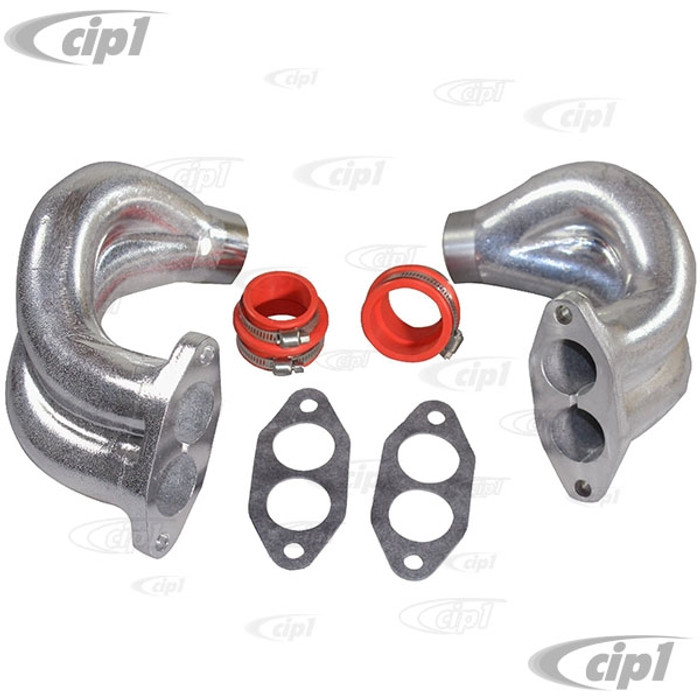 VWC-113-129-709-KT - (113129709) QUALITY REPRODUCTION - DUAL PORT MANIFOLD END CASTINGS ONLY WITH BOOT AND CLAMP KIT - LEFT & RIGHT- ALL 1600CC BEETLE STYLE ENGINES - SOLD PAIR
