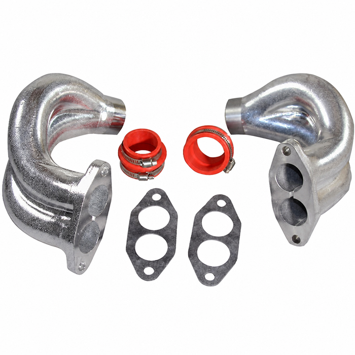 VWC-113-129-709-KT - 113129709 - 3238 - QUALITY REPRODUCTION - DUAL PORT MANIFOLD END CASTINGS ONLY WITH BOOT AND CLAMP KIT - LEFT & RIGHT- ALL 1600CC BEETLE STYLE ENGINES - SOLD PAIR