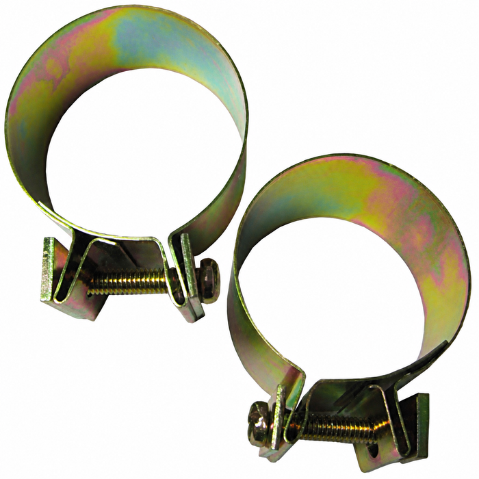 VWC-113-255-341-A2 - 113255341A - GERMAN QUALITY - SET OF 2 - BAND CLAMPS - MUFFLER TO HEATER BOX - BEETLE 63-74 - GHIA 63-74 - BUS 63-71 - VW THING 69-79 - SOLD PAIR