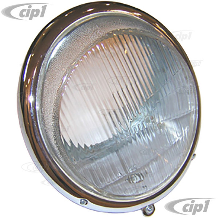 ACC-C10-7606 - 111-941-037-C 111941037C - HEADLIGHT ASSEMBLY WITH 911 STYLE FLUTED HEADLIGHT GLASS - EARLY BEETLE 46-66 (LIGHT BULB SOLD SEPARATELY) - SOLD EACH