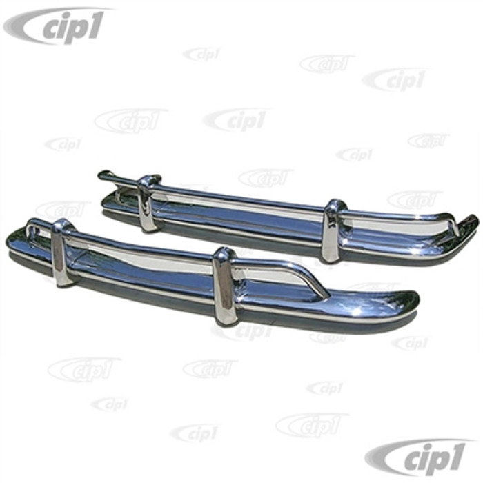 VWC-143-798-101 - (143798101) POLISHED STAINLESS STEEL - FRONT & REAR COMPLETE BUMPER SET WITH GUARDS & OVERRIDER BOWS - ASSEMBLY REQUIRED (MOUNTING HARDWARE NOT INCLUDED) - KARMANN GHIA 56-65 - SOLD SET
