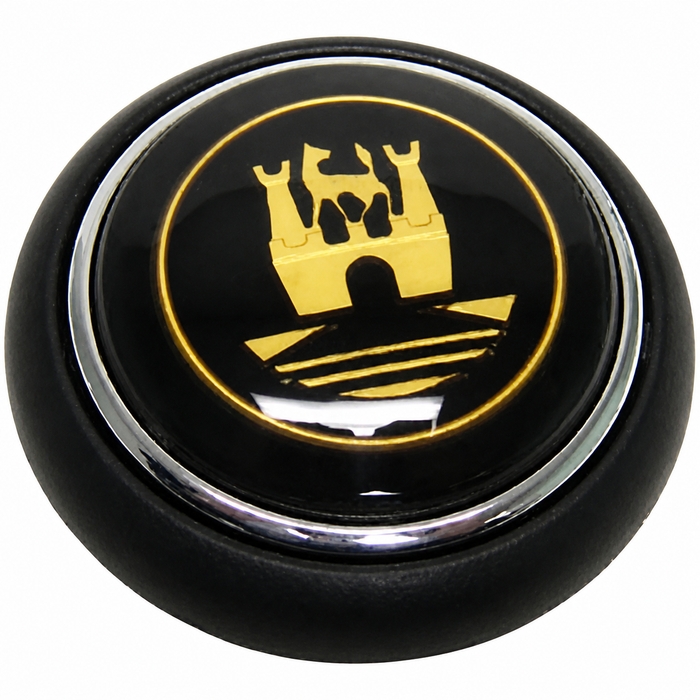 VWC-211-415-669-BG - 211415669 - BLACK HORN BUTTON WITH GOLD CASTLE CREST - BUS 55-67 - BEETLE 56-59 - SOLD EACH