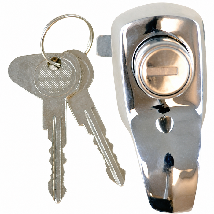 VWC-211-829-231-RCH - 211829231 - EXCELLENT CHROME GERMAN QUALITY - LOCKING REAR HATCH LATCH / HANDLE WITH KEYS - BUS 72-79 - SOLD EACH