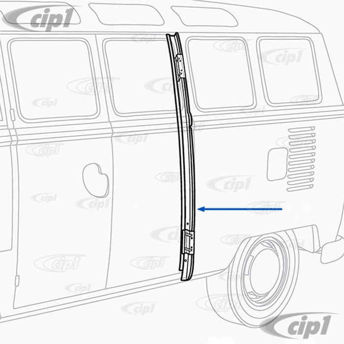 VWC-244-809-321 - (244809321) - EXCELLENT REPRODUCTION - CARGO DOOR LEFT REAR PILLAR - WHEN DOORS ARE ON LEFT SIDE - RHD AND DOUBLE CARGO DOOR - FULL HEIGHT WITH NUTS FOR DOOR - BUS 03/55-12/60 - SOLD EACH