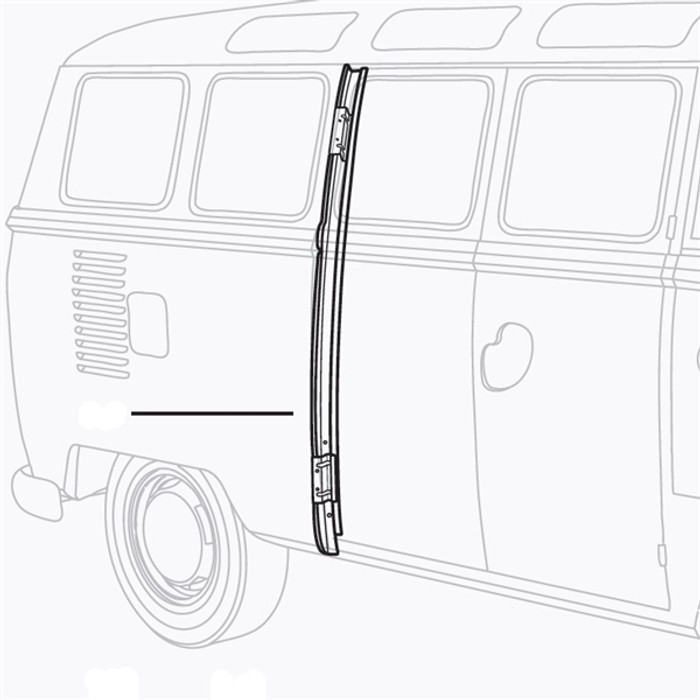 VWC-244-809-322-C - (244809322C) - EXCELLENT REPRODUCTION - CARGO DOOR RIGHT REAR PILLAR - WHEN DOORS ARE ON RIGHT SIDE - LHD AND DOUBLE CARGO DOOR - FULL HEIGHT WITH NUTS FOR DOOR - BUS 12/60-67 - SOLD EACH