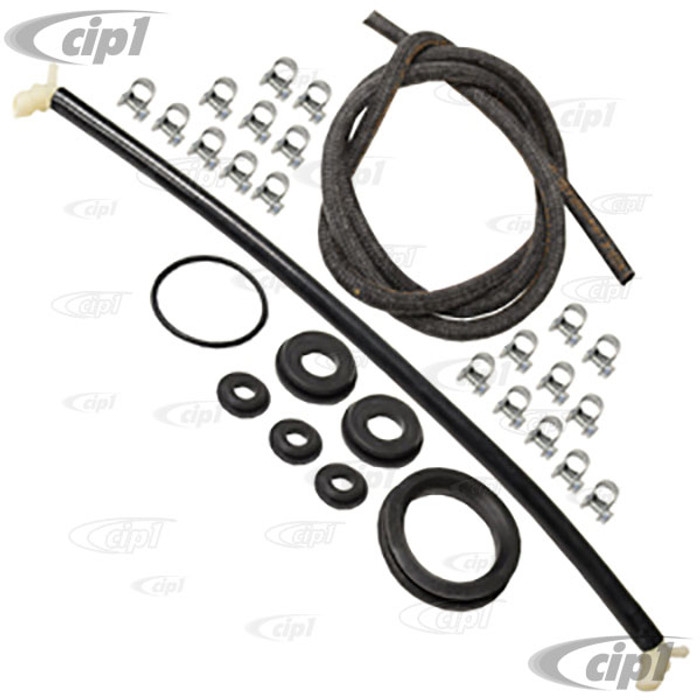 VWC-251-298-220-A - GERMAN MADE - FUEL TANK RESEAL KIT (INSIDE 58MM-OUTSIDE 70MM) - INCLUDES CROSSOVER ASSEMBLY-FUEL HOSE-20 HOSE CLAMPS-FILLER TANK GROMMET-VARIOUS OTHER SEALS (WITH METAL FILLER NECK ONLY) - VANAGON 80-83-1/2 - SOLD KIT