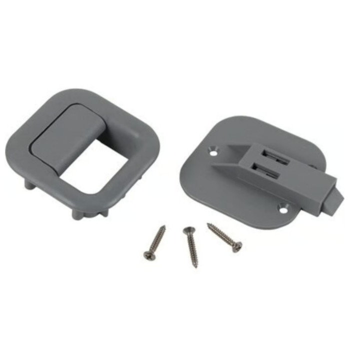VWC-255-070-915-B - 255070915B - GREY WESTFALIA CAMPER CABINET DOOR LEVER HANDLE/LATCH - VANAGON 80-91 - SOLD EACH