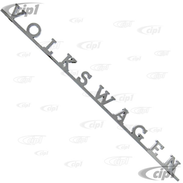 VWC-311-853-687 - (311853687 211853687) - GOOD QUALITY REPRODUCTION - CHROME REAR HATCH VOLKSWAGEN SCRIPT - BUS 63-72 / TYPE-3 62-65 (SEE VWC-111-853-939-SET FOR MOUNTING CLIPS) - SOLD EACH