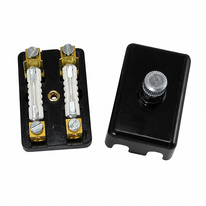 VWC-111-937-041 - 111937041 - SIMILAR TO C16-W-2902 - GERMAN QUALITY - 2 FUSE BOX - WITH SCREW TERMINALS  - BEETLE 54-59 - GHIA 56-59 (UNIVERSAL APPLICATION) - SOLD EACH