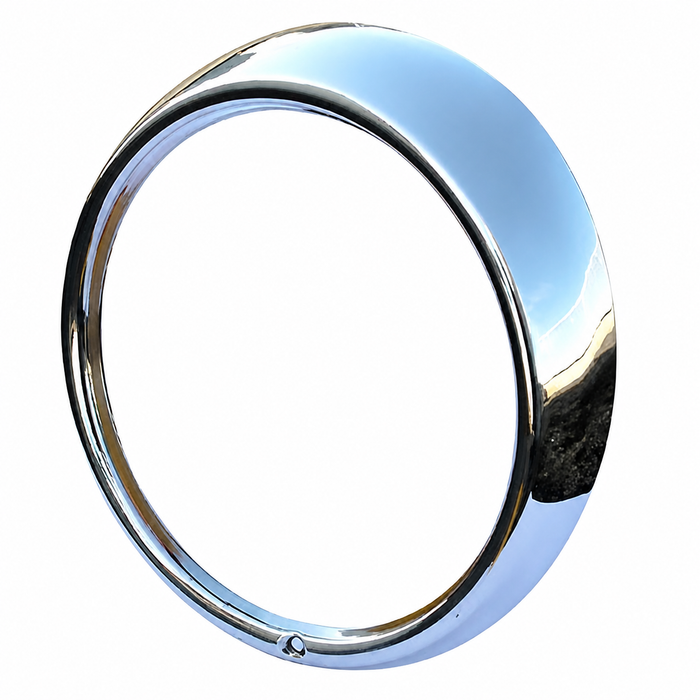 C38-BD-209 - 311-941-177 - 311941177 - TOP QUALITY FLAT-4 - POLISHED STAINLESS STEEL HEADLIGHT RIM / RING (LOOKS LIKE CHROME) - BEETLE 67-79 - BUS 68-79 - TYPE-3 62-74 - THING 73-74 - SOLD EACH